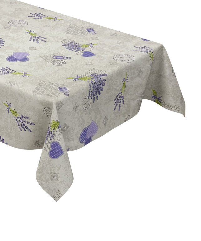 Wachstuch Tischdecke Lavendel Herzen