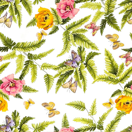 Wachstuch Tischdecke C146031 Dschungel Hibiskus Schmetterlinge eckig rund oval