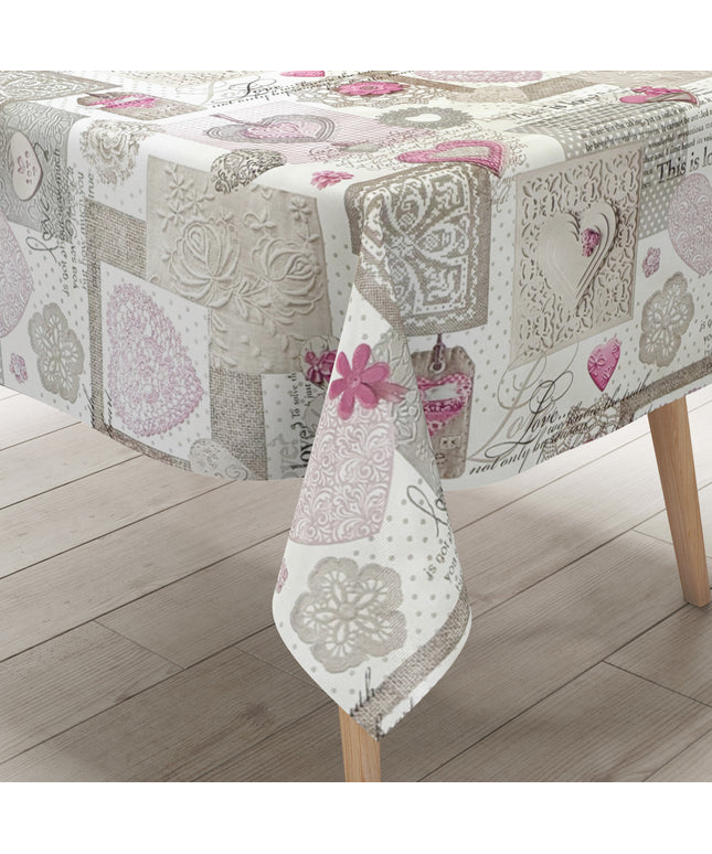 Wachstuch Tischdecke C146061 rosa LOVE Herzen eckig rund oval Meterware