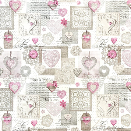 Wachstuch Tischdecke C146061 rosa LOVE Herzen eckig rund oval Meterware