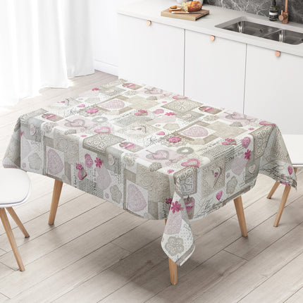 Wachstuch Tischdecke C146061 rosa LOVE Herzen eckig rund oval Meterware