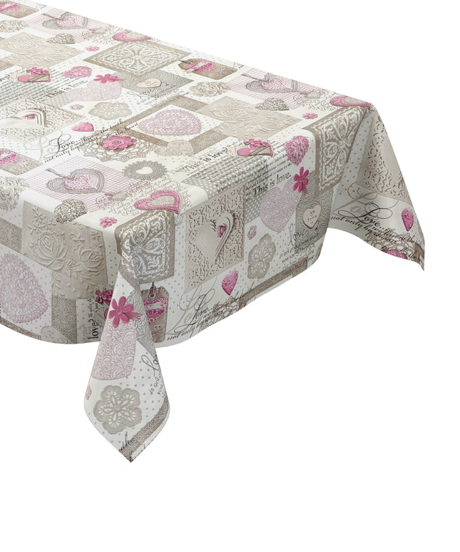 Wachstuch Tischdecke C146061 rosa LOVE Herzen eckig rund oval Meterware
