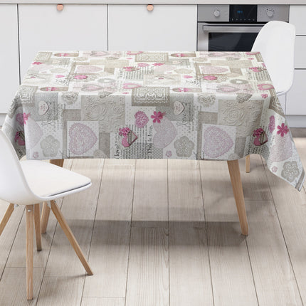 Wachstuch Tischdecke C146061 rosa LOVE Herzen eckig rund oval Meterware