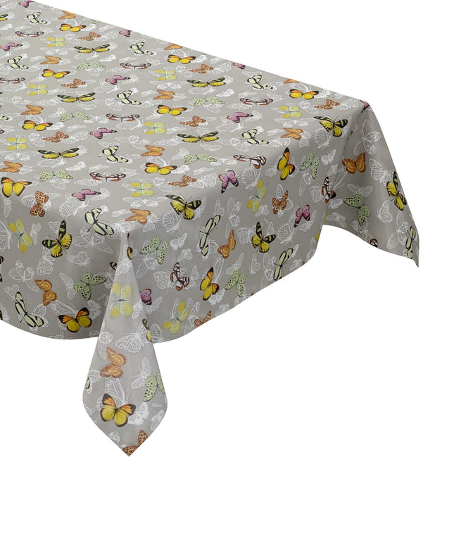 Wachstuch Tischdecke Schmetterlinge grau