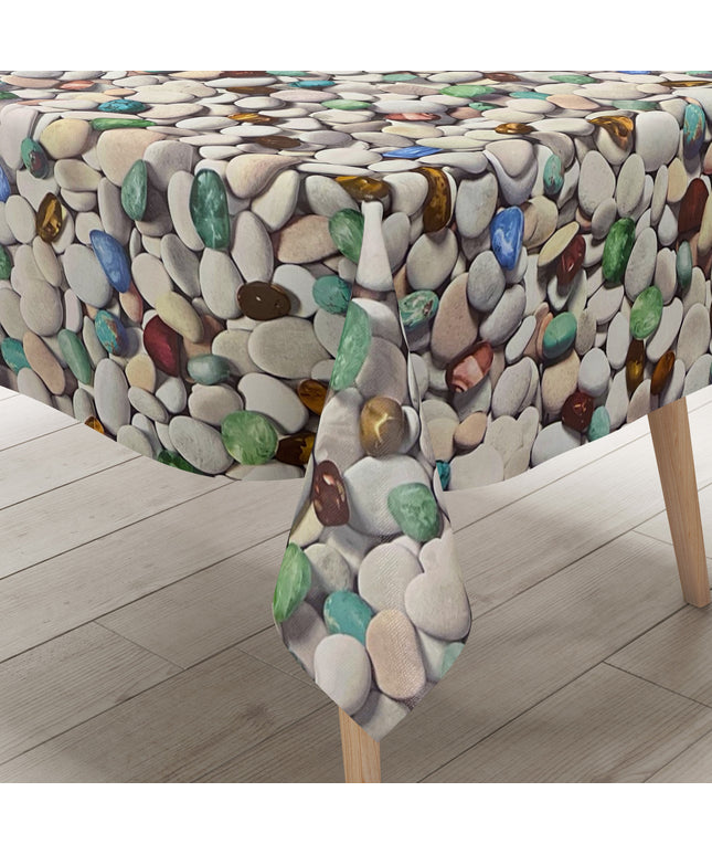 Wachstuch Tischdecke C147030 bunte Steine maritim eckig rund oval