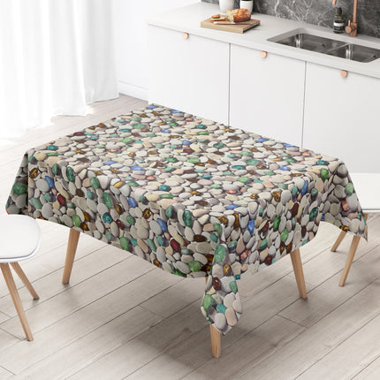 Wachstuch Tischdecke C147030 bunte Steine maritim eckig rund oval