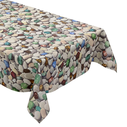 Wachstuch Tischdecke C147030 bunte Steine maritim eckig rund oval