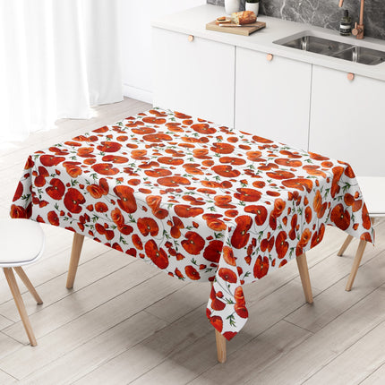 Wachstuch Tischdecke C147040 Mohn Blüten auf weiß eckig rund oval