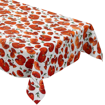 Wachstuch Tischdecke C147040 Mohn Blüten auf weiß eckig rund oval