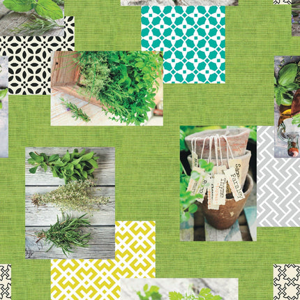 Wachstuch Rolle SONDERPOSTEN Kräuter Patchwork C147360 Rollenware