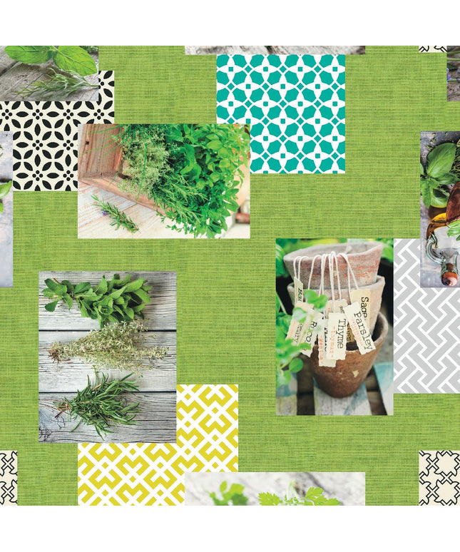 Wachstuch Rolle SONDERPOSTEN Kräuter Patchwork C147360 Rollenware