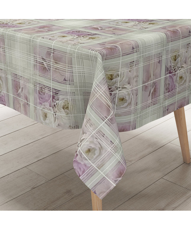 Wachstuch Tischdecke Rosen kariert