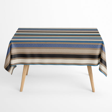Jacquard Tischdecke beschichtete Baumwolle 160 cm Breite CARAVAGIO AZUR blaue Streifen eckig rund oval