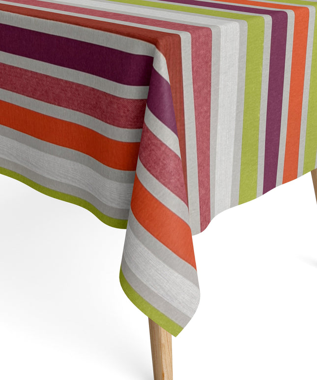 Jacquard Tischdecke aus beschichteter Baumwolle Fleckenschutz CARAVAGIO MULTI bunte Streifen eckig rund oval