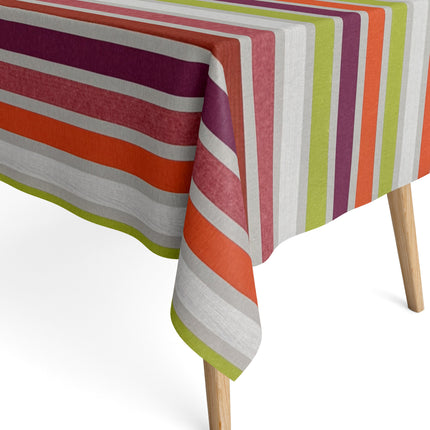 Jacquard Tischdecke beschichtete Baumwolle 160 cm Breite CARAVAGIO MULTI bunte Streifen eckig rund oval