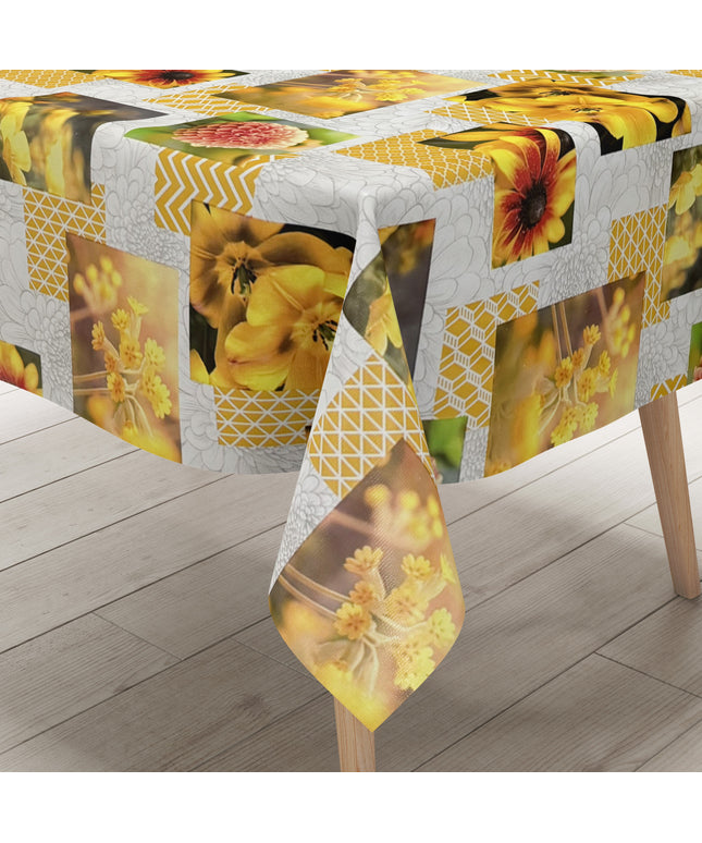 Wachstuch Tischdecke Blumen gelb