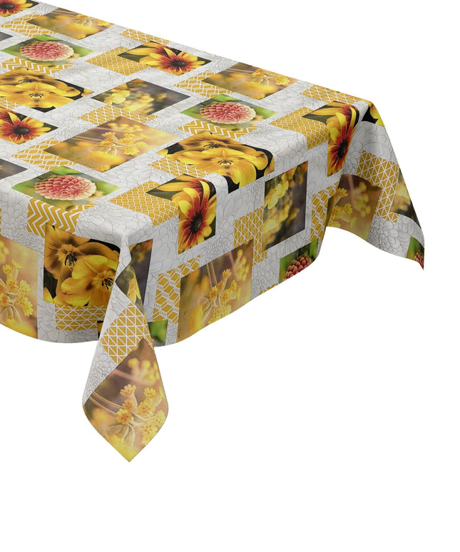 Wachstuch Tischdecke Blumen gelb