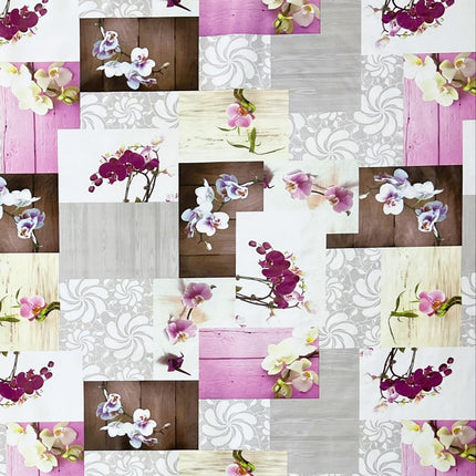 Wachstuch Tischdecke CB60 rosa Orchideen auf Holz eckig rund oval