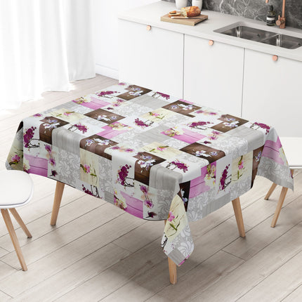 Wachstuch Tischdecke CB60 rosa Orchideen auf Holz eckig rund oval