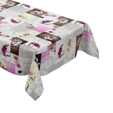 Wachstuch Tischdecke CB60 rosa Orchideen auf Holz eckig rund oval