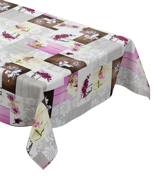 Wachstuch Tischdecke CB60 rosa Orchideen auf Holz eckig rund oval