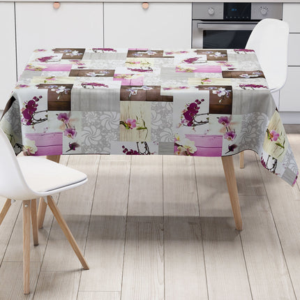 Wachstuch Tischdecke CB60 rosa Orchideen auf Holz eckig rund oval
