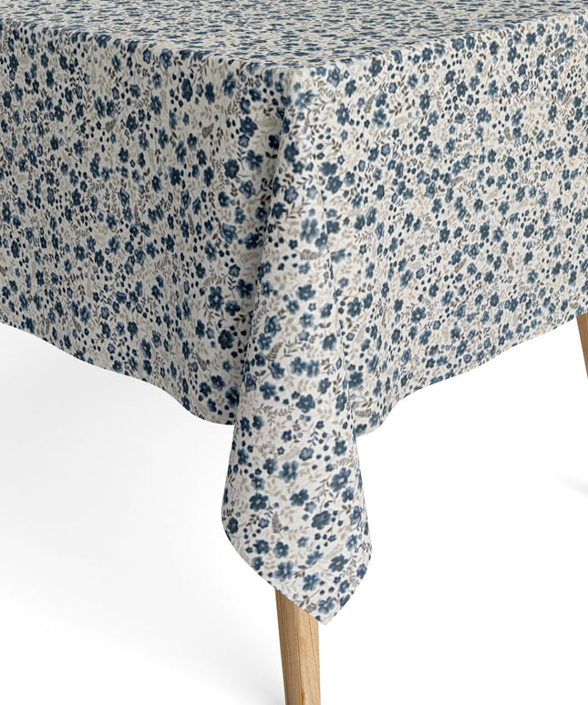 Jacquard Tischdecke blaue Streublumen
