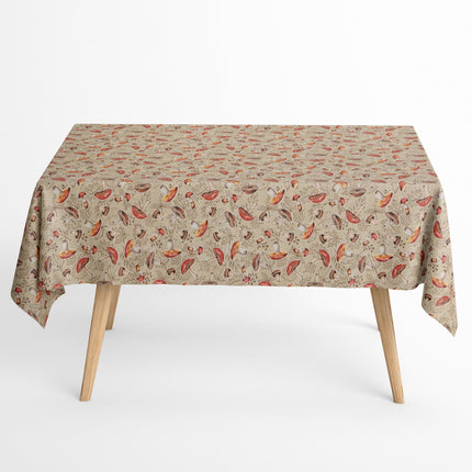 Baumwoll Tischdecke Herbst Laub Pilze