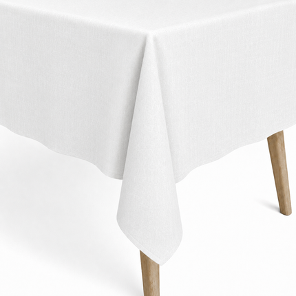 Jacquard Tischdecke aus beschichteter Baumwolle mit Fleckenschutz CORBAZ weiß floral Blätter - Größe, Form und Einfassung frei wählbar