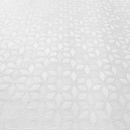 Jacquard Tischdecke aus beschichteter Baumwolle mit Fleckenschutz CORBAZ weiß floral Blätter - Größe, Form und Einfassung frei wählbar