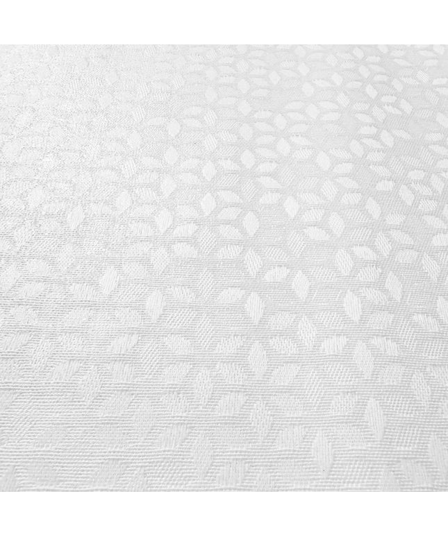 Jacquard Tischdecke aus beschichteter Baumwolle mit Fleckenschutz CORBAZ weiß floral Blätter - Größe, Form und Einfassung frei wählbar
