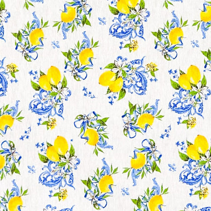 Jacquard Tischdecke mediterran Zitronen