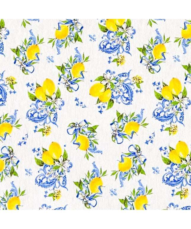 Jacquard Tischdecke mediterran Zitronen