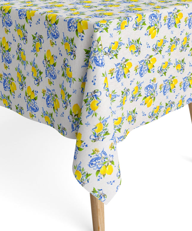 Jacquard Tischdecke mediterran Zitronen