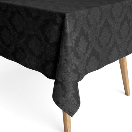 Jacquard Tischdecke aus beschichteter Baumwolle mit Fleckenschutz Classic24 schwarz Barock Ornamente eckig rund oval