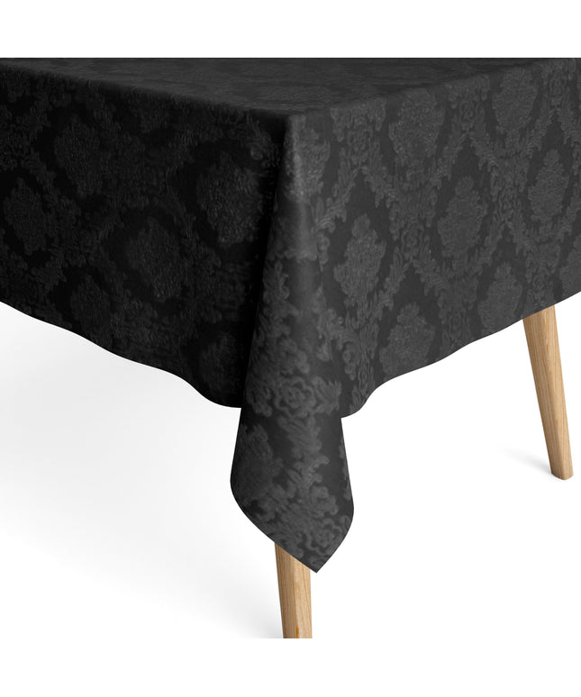 Jacquard Tischdecke aus beschichteter Baumwolle mit Fleckenschutz Classic24 schwarz Barock Ornamente eckig rund oval