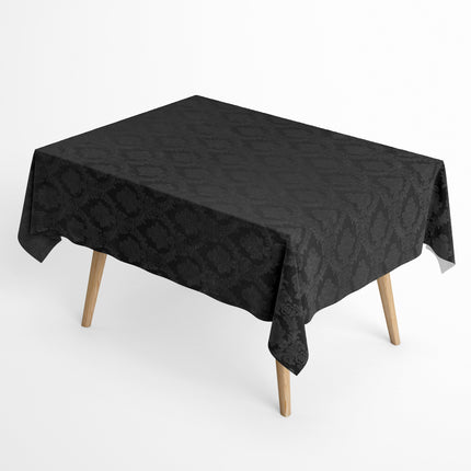 Jacquard Tischdecke aus beschichteter Baumwolle mit Fleckenschutz Classic24 schwarz Barock Ornamente eckig rund oval