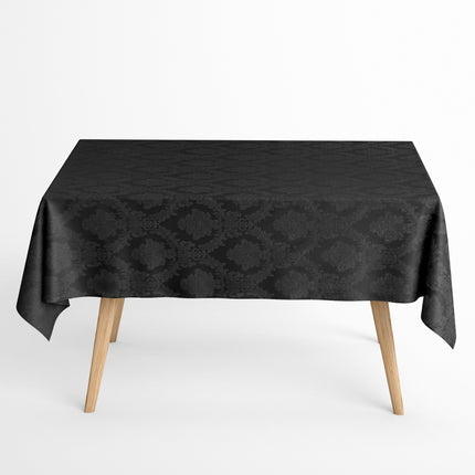 Jacquard Tischdecke aus beschichteter Baumwolle mit Fleckenschutz Classic24 schwarz Barock Ornamente eckig rund oval