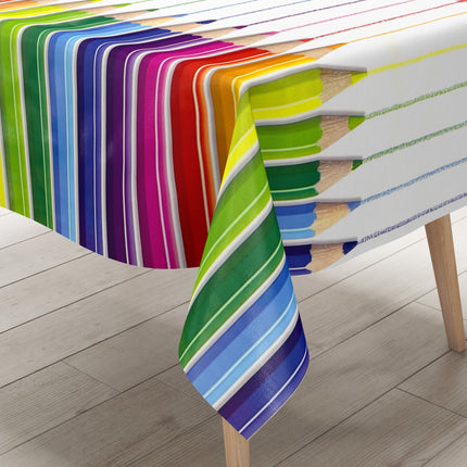 Wachstuch Tischdecke D220 Buntstifte Schule Kindermotiv eckig rund oval