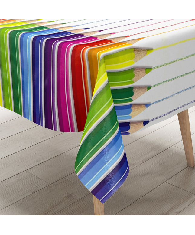 Wachstuch Tischdecke D220 Buntstifte Schule Kindermotiv eckig rund oval