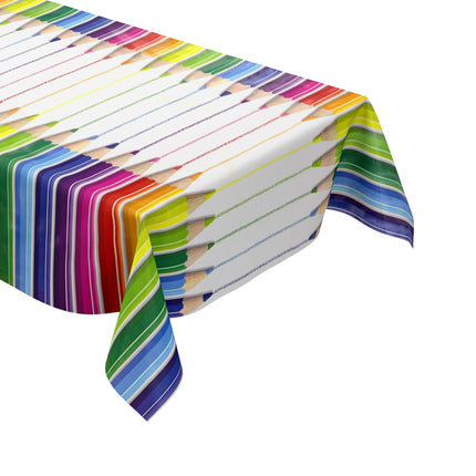 Wachstuch Tischdecke D220 Buntstifte Schule Kindermotiv eckig rund oval