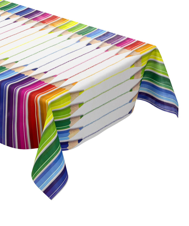 Wachstuch Tischdecke D220 Buntstifte Schule Kindermotiv eckig rund oval