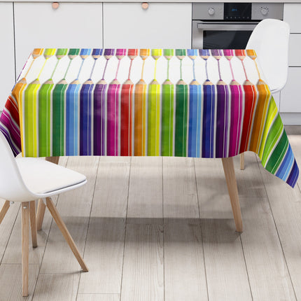 Wachstuch Tischdecke D220 Buntstifte Schule Kindermotiv eckig rund oval