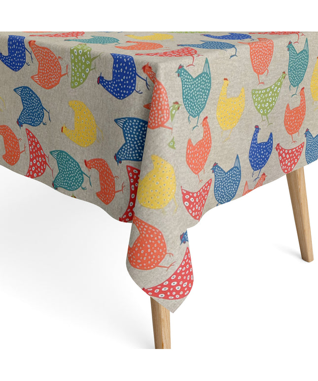 Baumwoll Tischdecke bunte Hühner