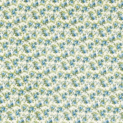 Baumwoll Tischdecke blaue Rosen