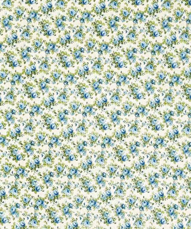 Baumwoll Tischdecke blaue Rosen