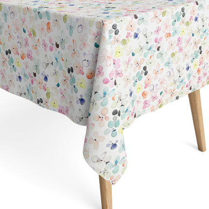 Jacquard Tischdecke aus beschichteter Baumwolle mit Fleckenschutz DP142 pastellfarbene Blüten - Größe und Form frei wählbar