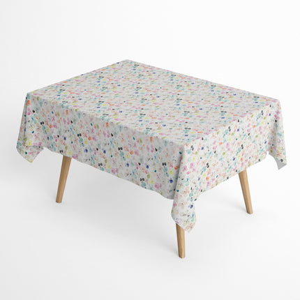 Jacquard Tischdecke aus beschichteter Baumwolle mit Fleckenschutz DP142 pastellfarbene Blüten - Größe und Form frei wählbar