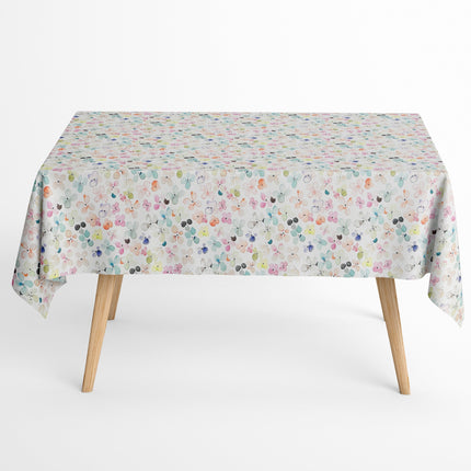 Jacquard Tischdecke aus beschichteter Baumwolle mit Fleckenschutz DP142 pastellfarbene Blüten - Größe und Form frei wählbar