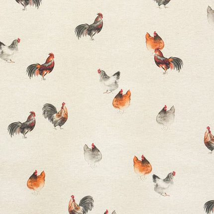 Jacquard Tischdecke beschichtete Baumwolle DP545 Hühner Henne Hahn eckig rund oval